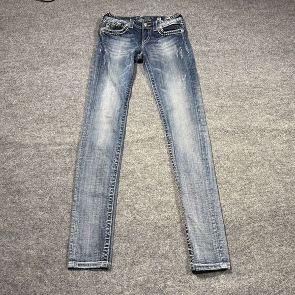 Miss Me Jeans Womens 26 Skinny Blue Light Stonewash 26x33 - Picture 1 of 10
